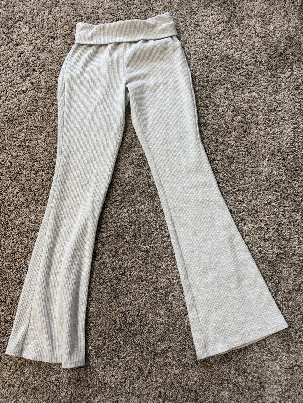 Old Navy Gray Ribbed Flare Leggings for Kids